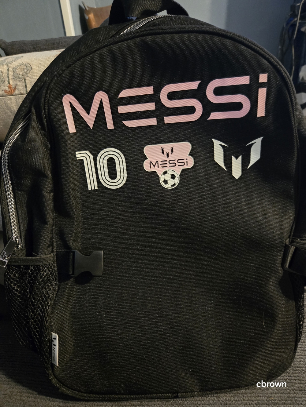 Messi Kids Black & Pink Soccer Backpack
